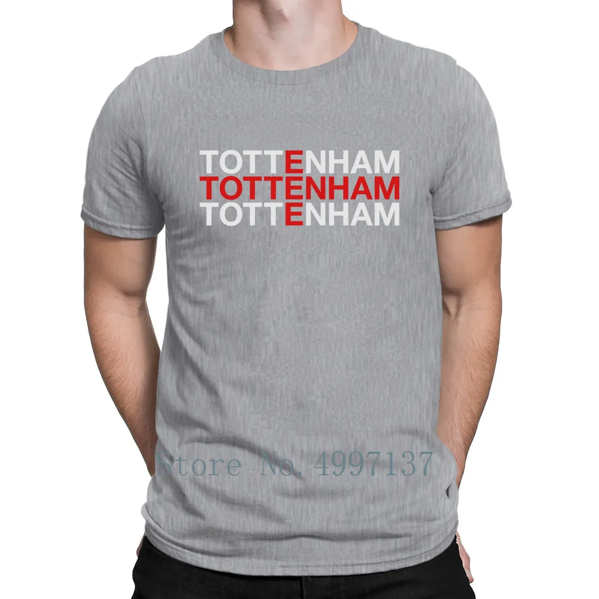 Футболка Tottenham Дизайнерская футболка с надписью «Sunlight» для всей семьи; сезон весна; Базовая футболка европейского размера - Цвет: Gray