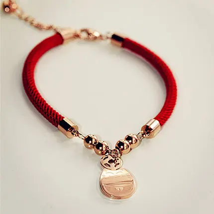 Красный плетеный браслет удача везучий Кот Изящные Ювелирные изделия титановая
