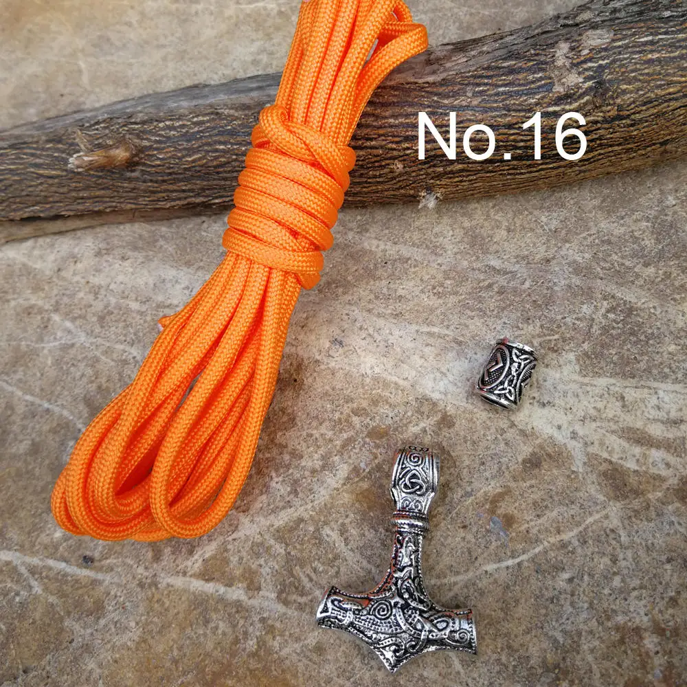 Norse Viking Runes Beads Pendant Paracord Diy Set Braided Bracelet Men Bracelets Thor Hammer Rope Bangles for Men Jewelry Gifts (16)