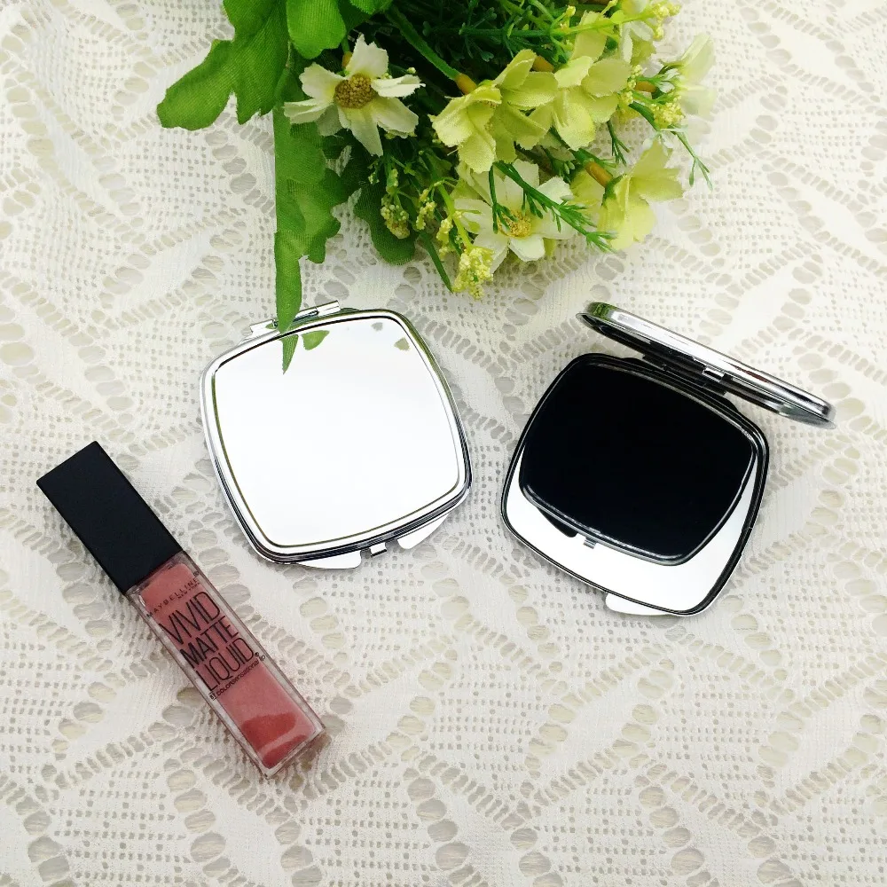 Blank Pocket Cosmetic Compact Mirrors Portable Double Dual Sides