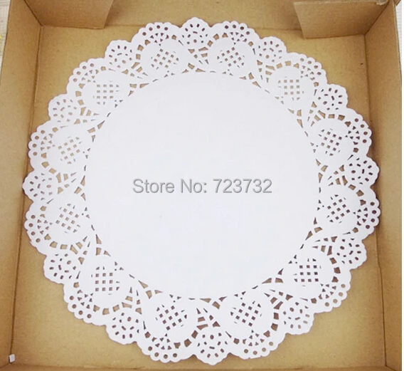 9 "round base de pastel de encaje blanco de papel resistente a las