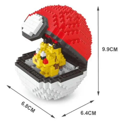 جيب الوحش Pokeball الحب جدا الممتاز الغوص الكرة ميو بيكاتشو Charmander Raichu الماس البسيطة نانو كتل بناء لعبة هدية