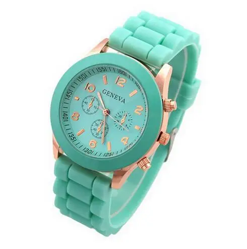 Люксовый бренд, Силиконовые кварцевые часы для женщин и мужчин, Дамская мода, браслет, наручные часы, наручные часы, relogio feminino masculino часы - Цвет: Mint Green