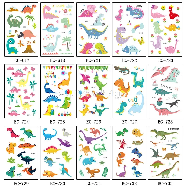 

12x7.5CM Big Cartoon Dinosaur Tatoo For Kid Cool Cute Fake Taty Children Temporaire Body Art Waterproof Temporary Tattoo Sticker