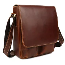 TIDING Men Genuine Leather Vintage Style Crossbody Chest Messenger Shoulder Bag 10285