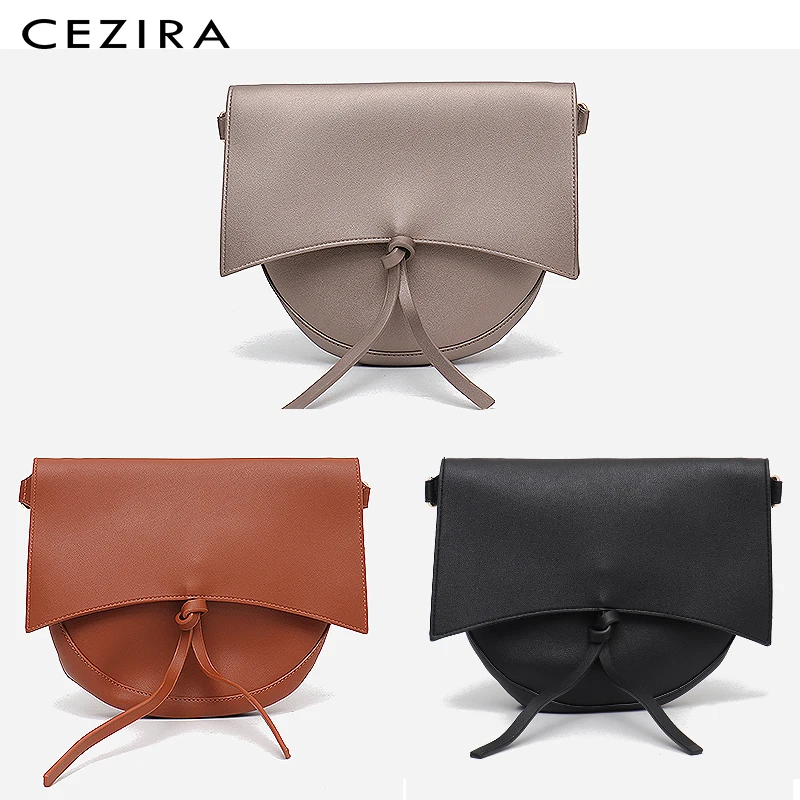Сумка CEZIRA с клапаном женская модный саквояж на ремне плоская сумочка кросс боди