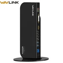Wavlink Универсальная док-станция USB 3,0 Gigabit Ethernet Двойной видео дисплей Быстрая зарядка HDMI DVI VGA многофункциональная док-станция