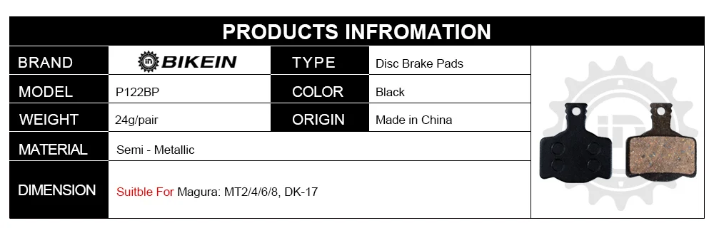 Bikein 1 пара горный велосипед черный смолы гидравлические дисковые Тормозные колодки для Магура MT2 MT4 MT6 mt8 dk-17 Велоспорт MTB Запчасти для велосипедов