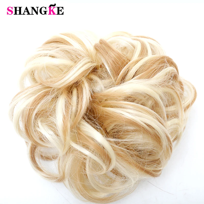 

Women Curly Chignon Hair Clip In Hairpiece Extensions Black Brown Red Synthetic High Temperature Fiber Chignon SHANGKE
