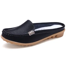 Été femmes chaussures en cuir véritable Sapato Feminino bout rond Slip – On confortable infirmières blanches chaussures femme Tenis féminine 5 couleur