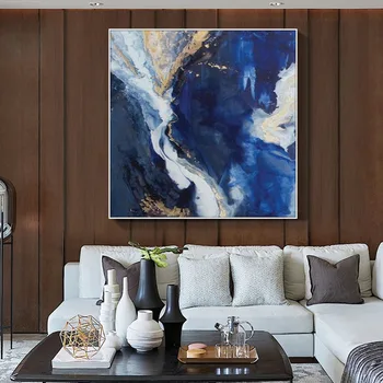 

Light luxury villa living room decoration oil painting new Chinese modern minimalist sofa background wall painting porch hanging
