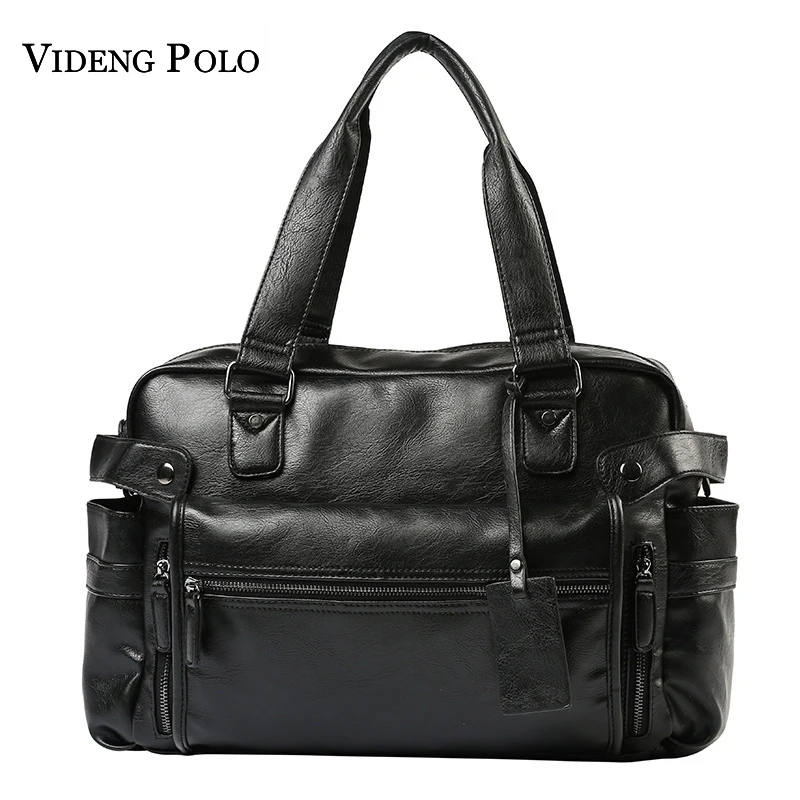 

VIDENG POLO New Arrival Large Capacity Leather Men's Travel Bag Fashion Shoulder Bags Business Handbags For Man Brand Duffel Bag
