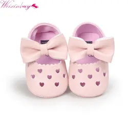 Обувь для новорожденных девочек Bebe обувь для малышей принцесса большой бант полые в форме сердца для кроватки на плоской подошве платье