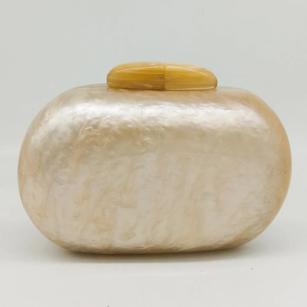 

2018 New Acrylic Small And Casual Luxurious Women's Bag, Oval Marble Grain Evening Bag, Smooth Shell-liked Chain Bag
