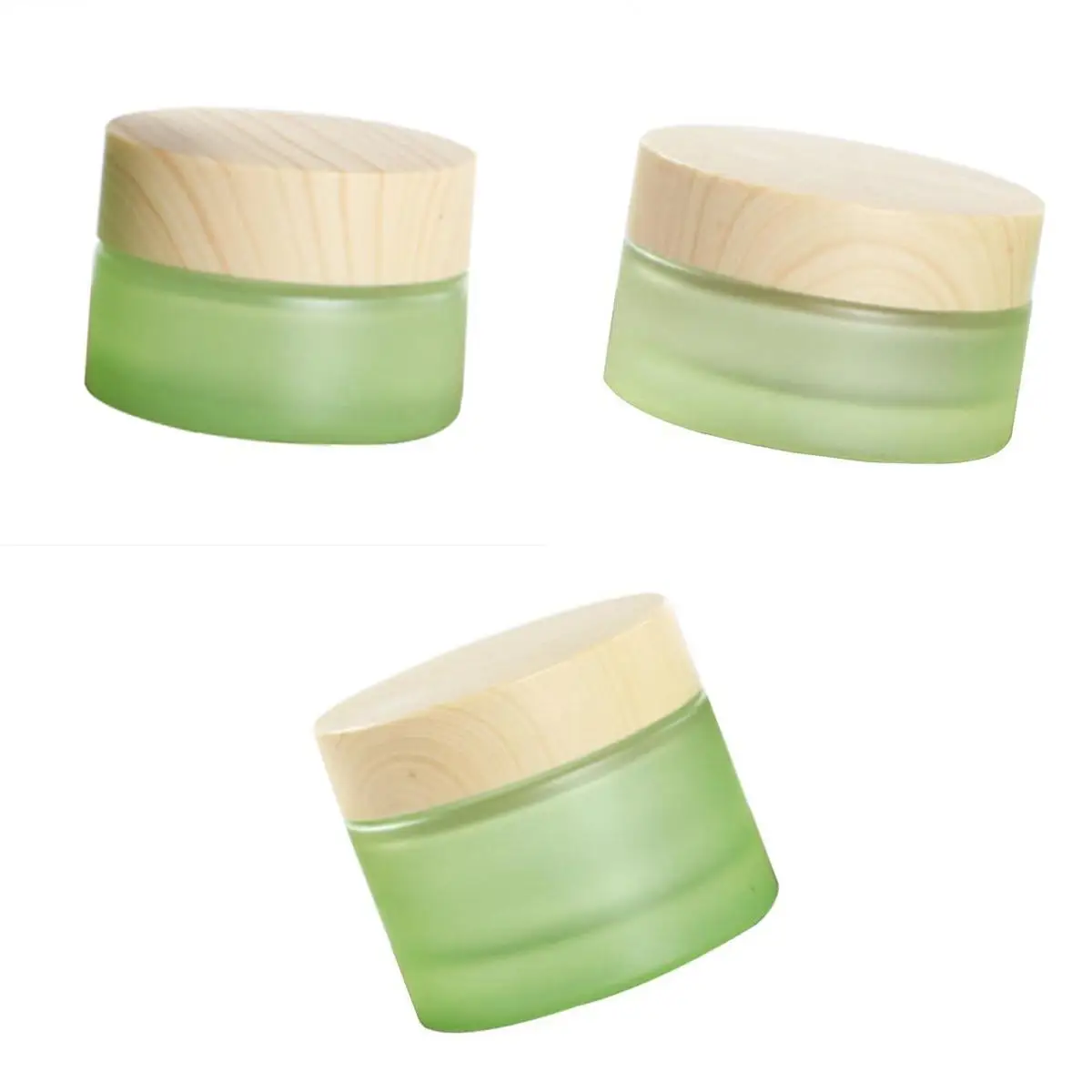 

3Pieces Travel Wooden Lid Glass Bottle Cream Jar Empty Cosmetic Sample Container - Refillable Bottles & Accessories