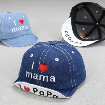 

DreamShining Fashion Denim Baby Hat Letters Kids Baseball Caps Summer Boy Girl Sun Hats Visor Baby Caps Accessories 0-3 Y