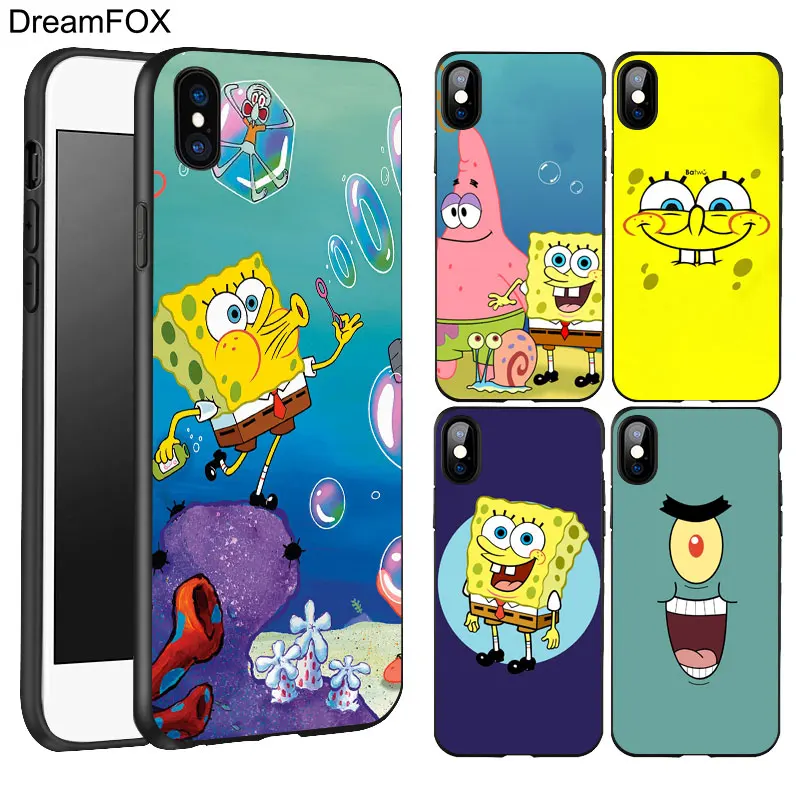 DREAMFOX K208 Sponge Pants Black Soft TPU Silicone Case Cover For Apple iPhone 11 Pro XR XS Max X 8 7 6 6S Plus 5 5S 5G SE |