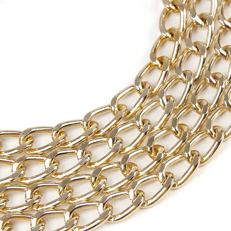 

Aluminum Metal Gold Flat Necklace Chain Twisted Curb Chains Bulk Fit Bracelets Open Link Chain DIY Jewelry Making 2.3x9.2x14.5m