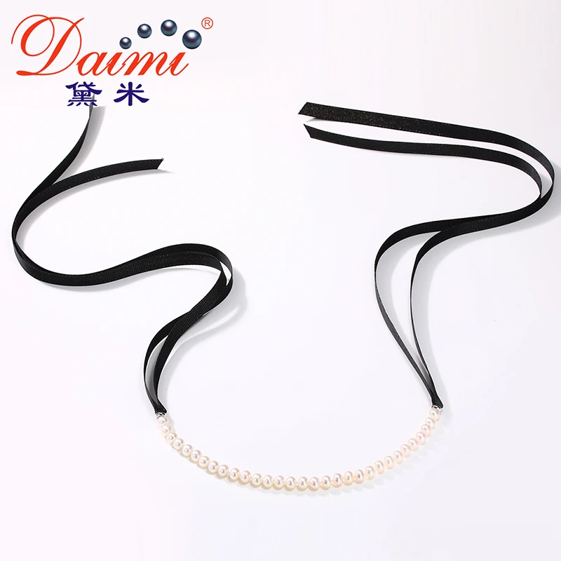

Daimi 6-7mm Natural Freshwater Pearl Necklace Ribbon Necklace