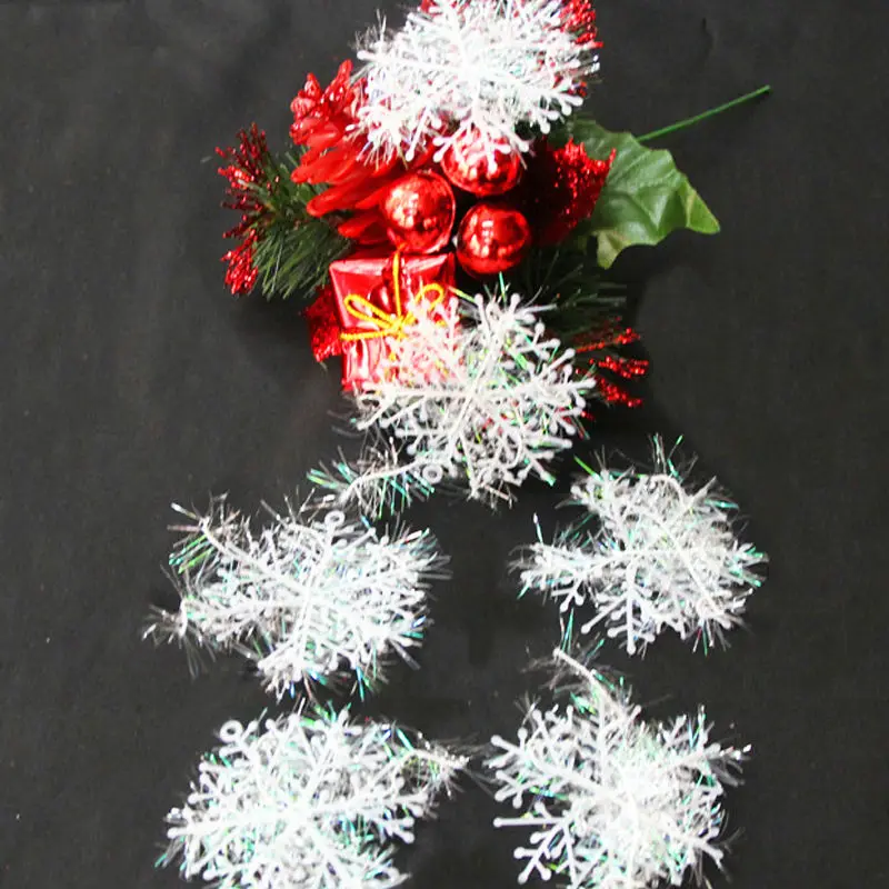 Вечерние рождественские орнаменты, 60 шт./лот, белые пластиковые рождественские снежинки, рождественские украшения 6*6 см, елки/окна, рождественские украшения для дома D17
