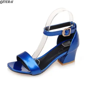 

QZYERAI Summer 2018 sexy high-heel horseshoe heel lap buckle single shoe sandals rubber sole sandals szie 34-43