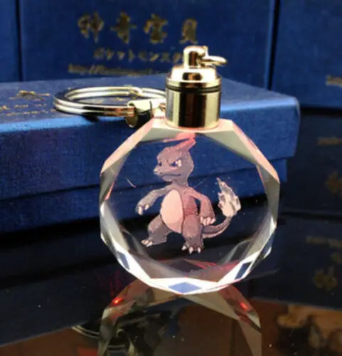 pokemon-pikachu-Charmander-Crystal-Key-Chain-LED-light-Pendant-KH10-NEW