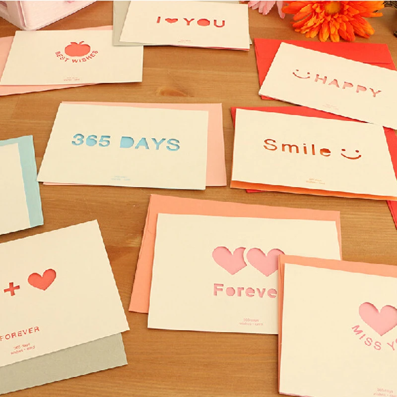 5pcs lot lovely korean style letter white greeting card birthday