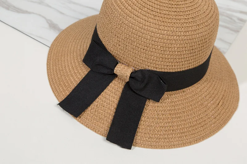 Fashion Women Big Bow Desgin Straw Hat Summer Outdoor Beach Shade Hats Ladies UV Protection Brimmed Sun Cap CP0189 (1)