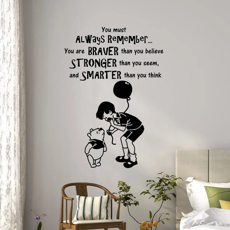 buy Hot Winnie the Pooh Wall Stickers Vinyl Quote Cartoons Vinyl Decals Home Interior Kids Girls Room Nursery Art Decor Mural ZW517