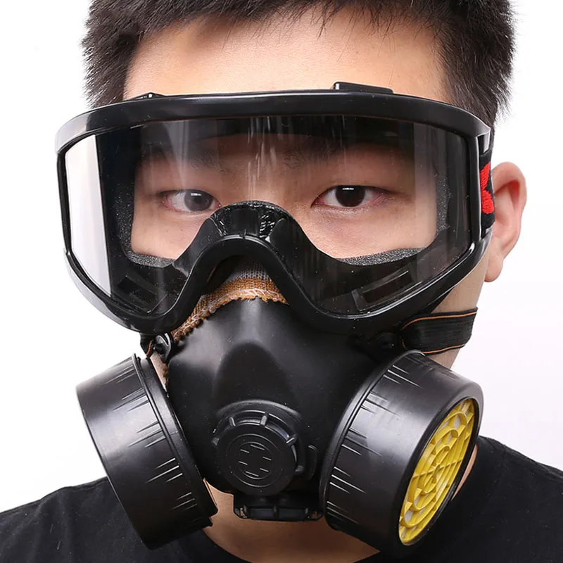 Kopen Respirator gasmasker chemische beschermende masker + bril activated carbon anti stof gif pesticiden spuiten formaldehyde