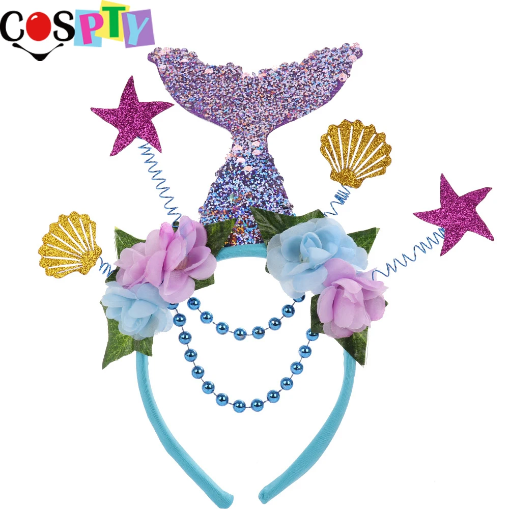 

Cospty Summer Carnival Party Cartoon Ocean Fish Tail Costume Headdress Cosplay Hair Accessories Sea Beach Mermaid Headband