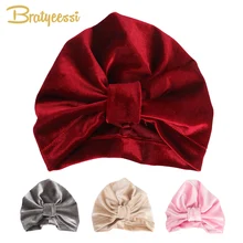Модная бархатная детская шапка для девочек и мальчиков, осенне-зимняя детская чалма, кепка, реквизит для фотографий, эластичная Младенческая шапочка, Детские аксессуары