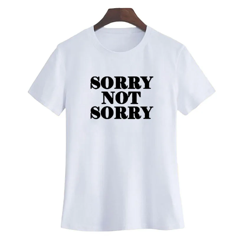 2019 новый летний Sorry Not черная белая футболка с буквенным принтом женская уличная