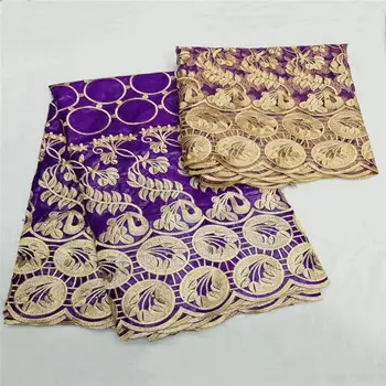 

Latest Purple Getzner Brocade African Bazin Riche Lace Fabric Fashionable Bazin Riche Getzner with 2yard African net lace Blouse