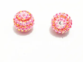 

Newest !! 20mm 100pcs/lot Pink With Red Stripe Resin Rhinestone Ball Beads,Chunky Beads For Kids Jewelry Making