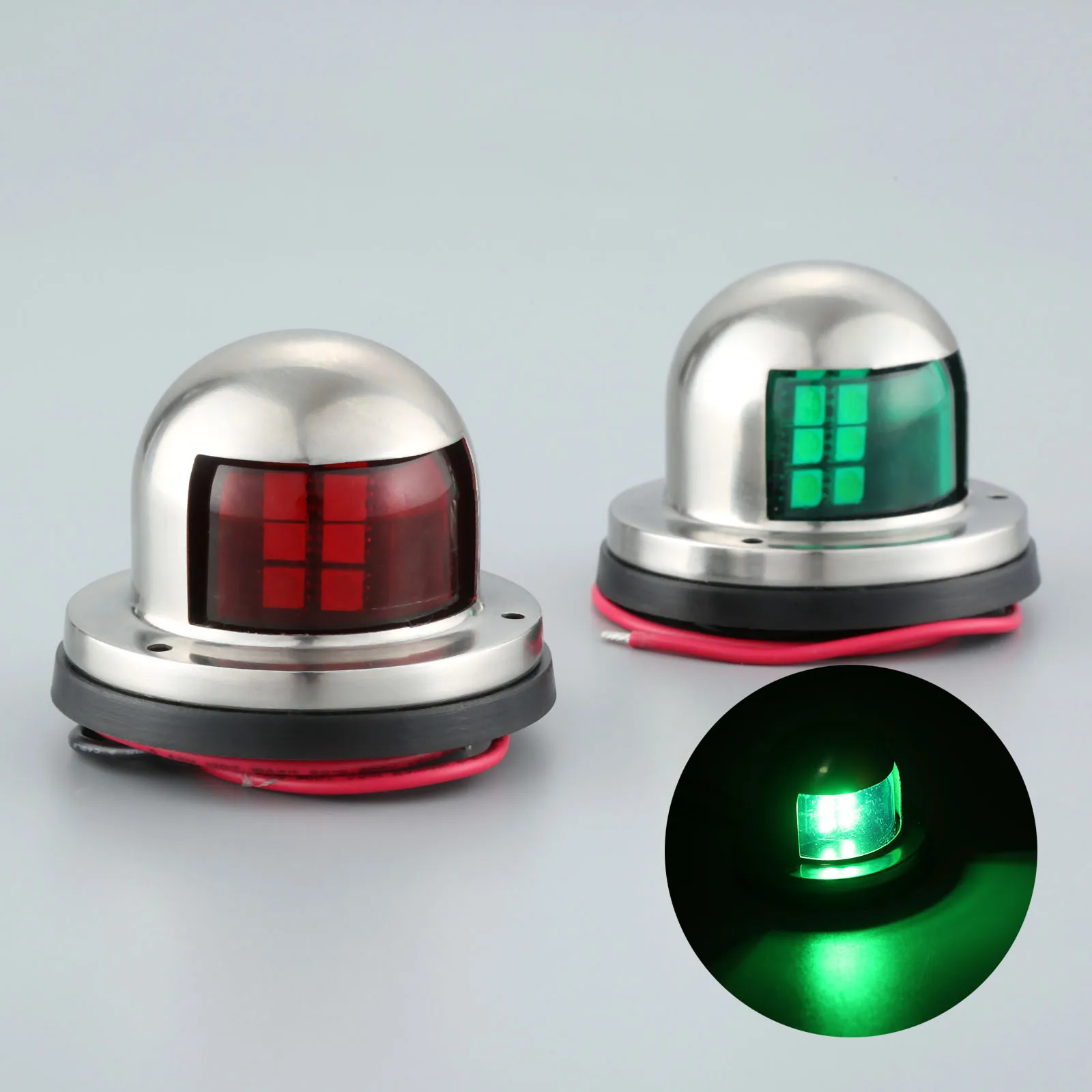 1 زوج البحرية الفولاذ المقاوم للصدأ 12 V LED الإبحار إشارة مؤشرات ضوئية الأحمر والأخضر أضواء الملاحة مصباح التجديف قوارب اكسسوارات
