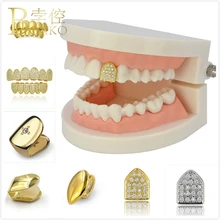 BOAKO Рэппер зубные грили мужские грили хип-хоп однозубные грилли кепки Серебро Золото зубы грилли набор панк Bling Iced Out ювелирные изделия Z5