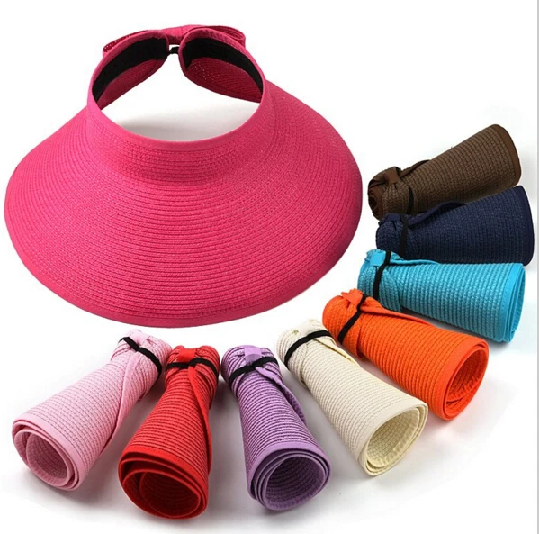 

MYTL New Fashion Women Lady Foldable Roll Up Sun Beach Wide Brim Straw Visor Hat Cap