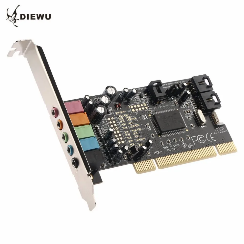

DIEWU 5 port Digital Audio Sound Card Cinema Stereo Surround CMI8738 PCI-5.1 Sound Card for family KTV Karaoke Drop Shipping