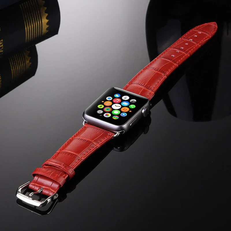 red Quality Genuine Cow leather strap bracelet watch band 42mm 38mm Apple iWatch new series 1 2 3 for sale