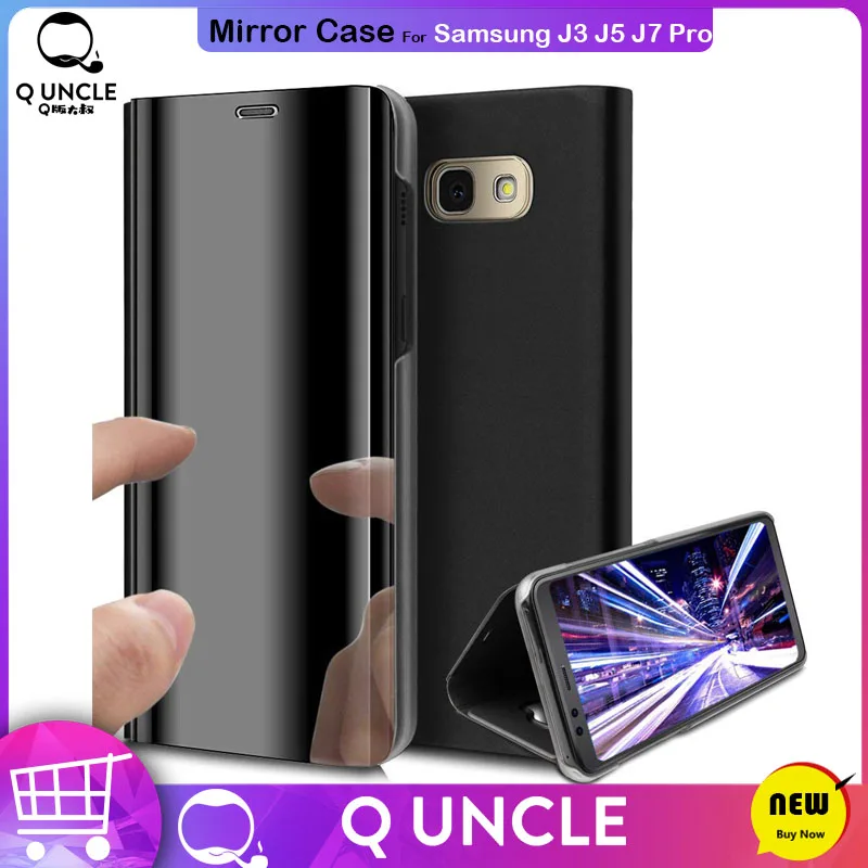 

For Samsung Galaxy J3 J5 J7 Pro European Version Mirror Smart Flip Case Coque Cover For Samsung J3 J5 J7 Pro Phone Cases