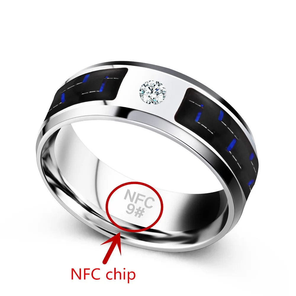 Модное новейшее NFC умное кольцо на палец, синее носимое кольцо из нержавеющей стали для мужчин, водонепроницаемое NFC кольцо для сотового телефона для Android Anel