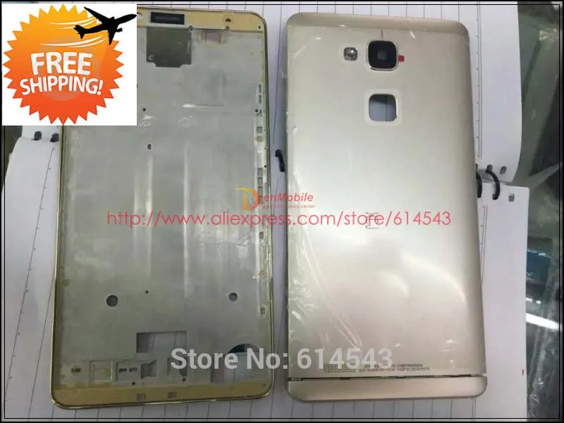 Gold For Huawei Ascend Mate 7 MT7 Mate7 Front frame bezel + Back Cover Battery Door Housing Case Side Button +Camera lens 1pc | Мобильные