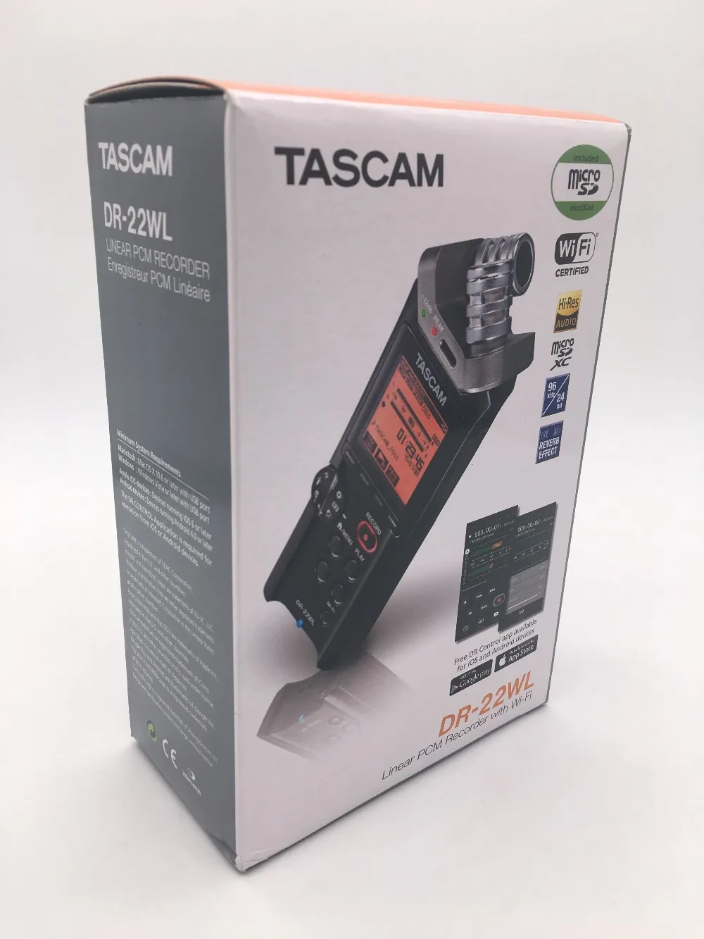 Tascam DR-22WL портативный ручной диктофон с Wi-Fi, XY шаблон Стерео конденсаторный микрофон двойной формат функция записи