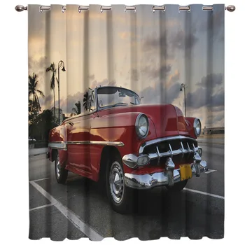 

Retro Car Vintage American Rural Style Window Treatments Curtains Valance Decor Bathroom Bedroom Indoor Kids Window Treatment