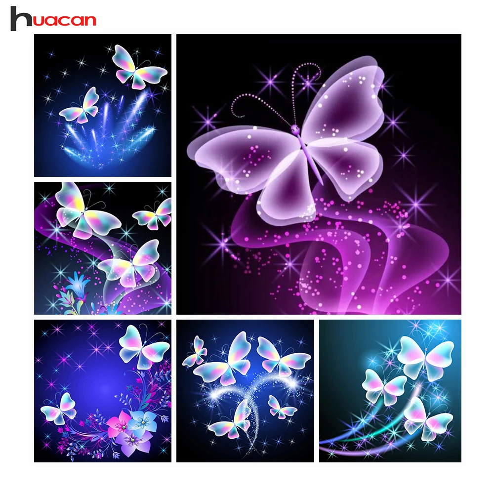

Huacan Diamond Embroidery Butterfly Pictures Of Rhinestones DIY Diamond Painting Animal Full Square Diamond Mosaic Home Decor