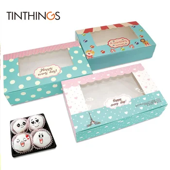 

20PCS Paper Box Windows Wedding Party Kids Birthday 21.5x13.5x5cm Cake Kraft Gift Paper Packaging Food Baking Candy Cookies