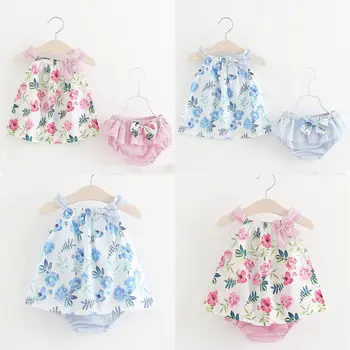 

2019 Fashion Toddler Cute Baby Kid Girls Summer Floral Bowknot Tops+Pants 2PCS Outfits Sunsuit Clothes