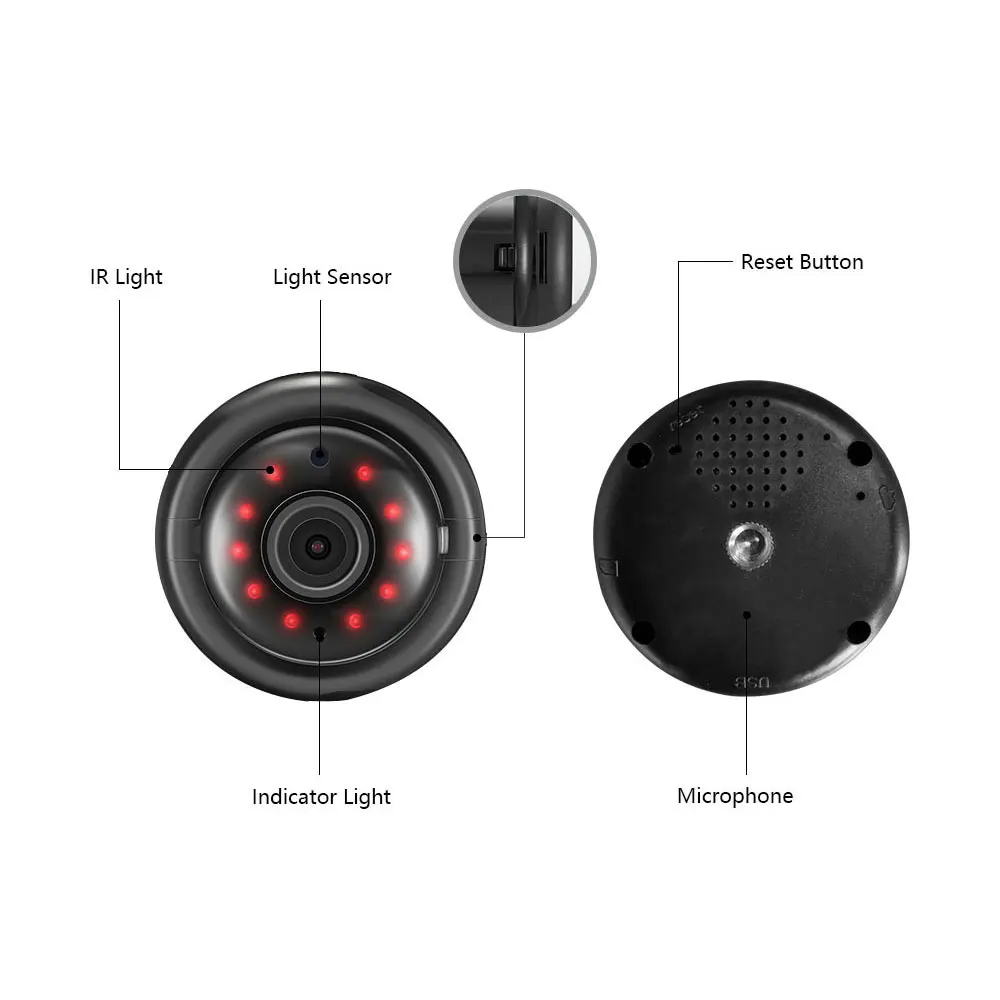  IP Mini Macchina Fotografica di Wifi Della Macchina Fotografica con Visione Notturna A Raggi Infrar
