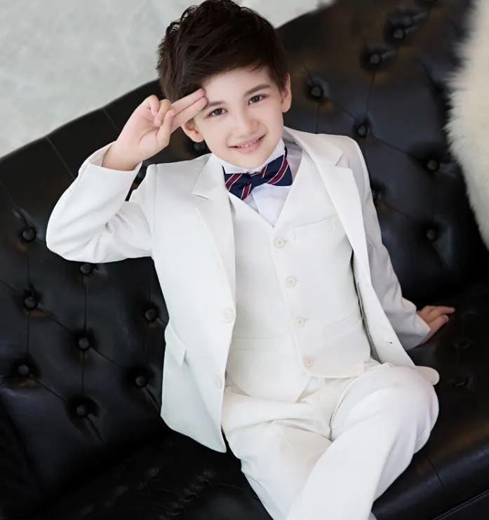 White Color boys Formal Party Suit Luxury Custom Made Tailor Blazer under 12 years old 3pcs